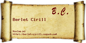 Berlet Cirill névjegykártya